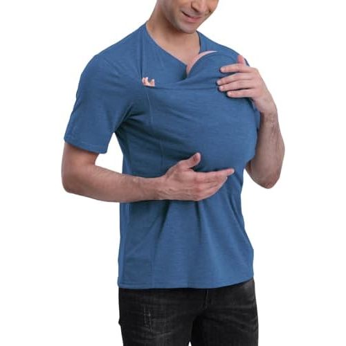 Kangaroo Shirt for Dad and Baby, V Neck Short Sleeve Kangaroo T Shirt Mens Kangaroo Shirt Dad Kangaroo Shirt with Hat