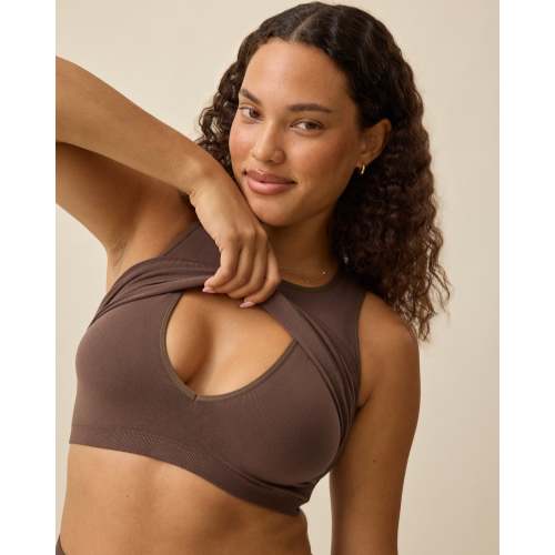 Sublime® Bamboo Maternity & Nursing Longline Bra Top | Oatmeal Heather - Kindred Bravely