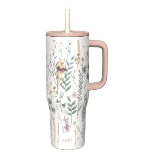 Zak Designs Winnie The Pooh 30oz Stainless Steel Vacuum Sutton Slim Straw Tumbler with Handle