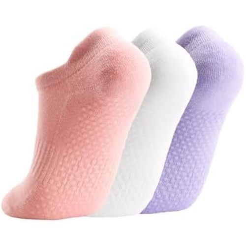 Breslatte Grip Socks Pilates Socks with Grips for Women with Cushion Cotton Non Slip Grippers Womens Gifts
