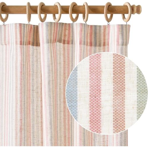 jinchan Linen Curtains Candy Striped Curtains 38"Wx63"L (Pack of 2) 
Color: "Candy on Flax"