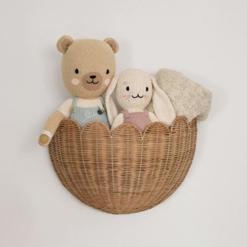 Scalloped Wicker Wall Basket - The Original - Rattan Wall Hanging Baskets - 16" x 10" x 7"In