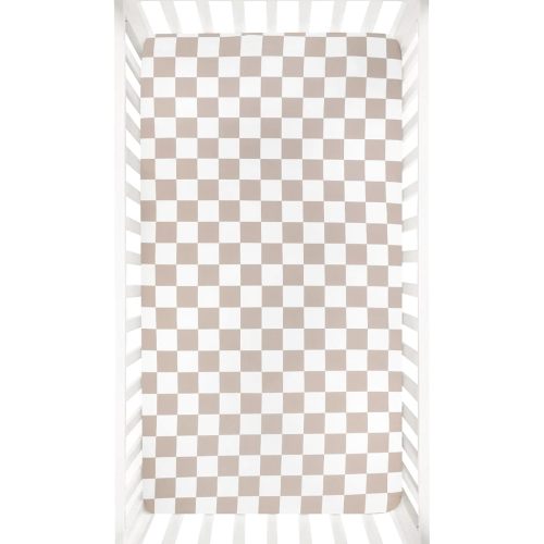 DILIMI Fitted Crib Sheets for Baby Boys and Girls, Ultra-Soft Breathable Baby Crib Sheet Fits Standard Crib and Toddler Mattress, Coffee Checkered
