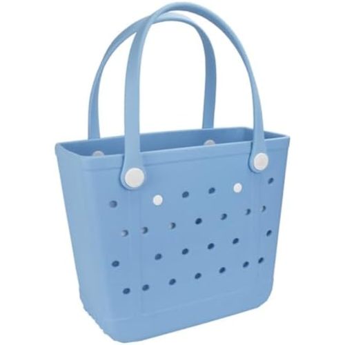 Medium Rubber Beach Bag, Waterproof Tote Bags Washable Sand-proof Travel Hand Bags for Pool Boat Work Sports