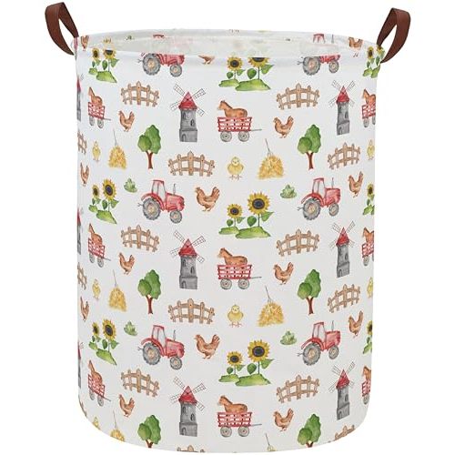DDBASKET Kids Laundry Basket Farm Hamper for Nursery Boy and Girl Cute Kids Toys Storage Bin Organizer Room Decor for Home(Farm)
