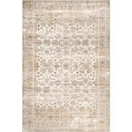 Meena Fading Garden Spill Proof Washable Rug | Beige – Rugs USA