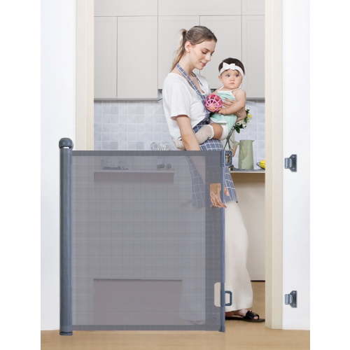 Retractable Mesh Baby Gate, Safety Gates for Stairs Doorway, 33''Tall Extends to 55''Wide, Gray