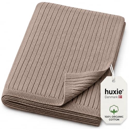 100% Organic Cotton Knit Receiving Baby Blanket for Newborns - Soft, Breathable Blanket for Crib & Stroller - Nursery Gift (Mochachino)