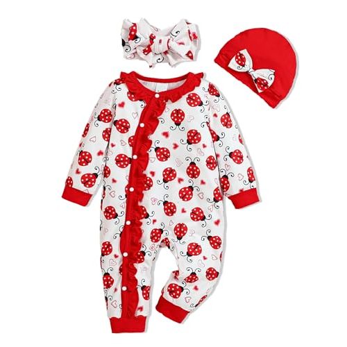 Newborn Baby Girl Clothes Infant Floral Print One-Piece Romper+Jumpsuit+Bodysuit+Hat+Headband