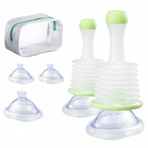 VEVOR Choking Rescue Device, Portable Airway Clear Anti Choking Suction Device with 5 Multi-size Masks and 1 Storage Bag, First Aid Kit for Removing Blocked Objects, for Home, School, Travel