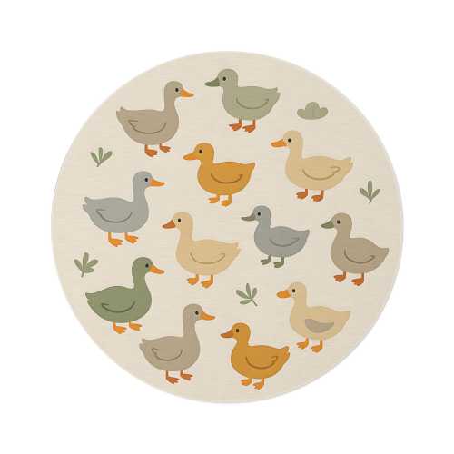 Charming Duck Round Rug, Nursery Decor, Kids Room, Animal Themed, Baby Shower Gift, Playroom Rug