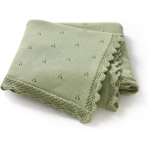 Organic Cotton Baby Blanket for Boys Girls, 30x40 Inch (Light Green)