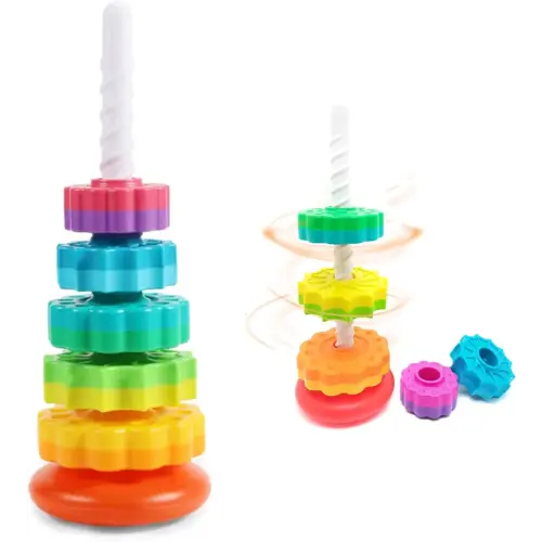 BYFWH Baby Spin Stack Toy,Premium Stacking Toy for Kids,Baby Spinning Toy,Stacking Toy for Babies and Toddlers,Educational Toddler Learning Toys,Autism Spin Stack Toys,Rainbow Spinning Wheel Toys