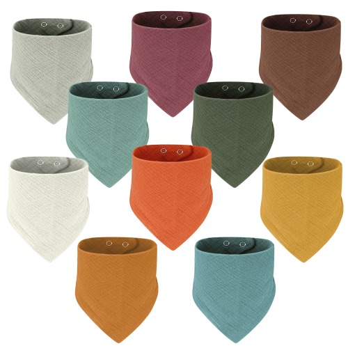 Muslin Baby Bibs, BUSATIA 10 Pack Baby Bandana Drool Bibs 100% Cotton Bibs for Baby Boy Girl, Soft Absorbent Set for Teething and Drooling,Baby Essentials Baby Gifts