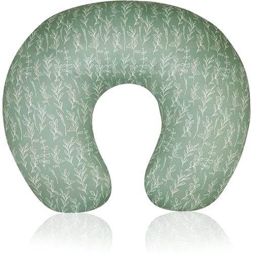 Green Sage Nursing Pillow Cover, Breastfeeding Pillow Slipcover for Baby Girls/Boys, Soft Snug Fits On Newborn Feeding Pillow Case