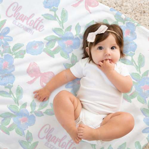 Minky Blanket | Personalized Bow & Blooms