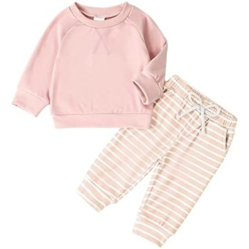 Toddler Baby Girl Clothes Fall Outfits Sweatshirt Infant Sweat Suit Solid Long Sleeve Winter Outfit Pants Set 0-24M