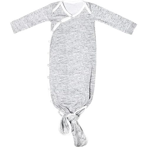 Copper Pearl Baby Gown - Knotted Newborn Sleepers for Baby Boy and Girl, Soft Stretchy Long Sleeve Infant Gowns with Bottom Tie and Hand Mittens, Perfect Hospital Coming Home Outfit (Asher)