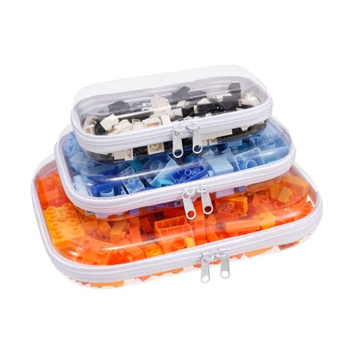 Clear Hard Shell Zipper Case,3PCS Transparent Clear Zipper Pouches,Hard Side Plastic Case Set,Portable Travel Storage Organizer Bins