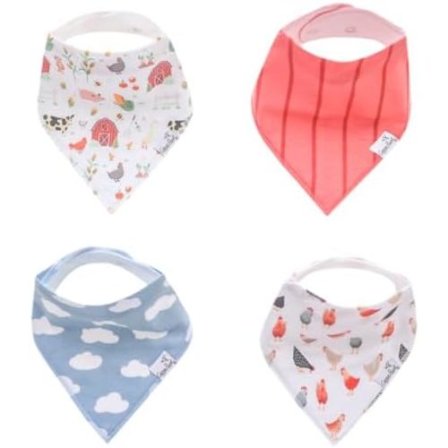 Copper Pearl Baby Bibs 4 Pack, Printed Bandana Drool Bibs for Baby Girl & Boy, Soft Cotton Drooling Teething Bibs
