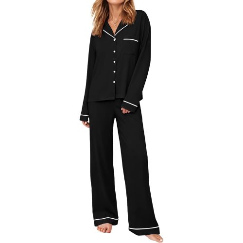Ekouaer Womens Pajama Sets Long Sleeve Button Down Lounge Sets with Pockets