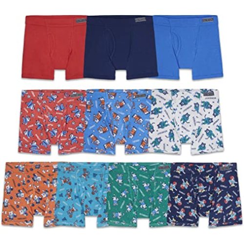 Fruit of the Loom boys And Toddler Boxer Briefs, Tag Free & Breathable Underwear, Assorted Color Multipacks