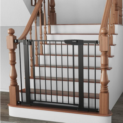 Cumbor 29.7-40.6" Baby Gate for Stairs, Baby Essential Safety Gate, Mom's Choice Awards Winner-Dog Gate for Doorways, Pressure Mounted Auto-Close Pet Gates for Dogs Indoor, Durable Child Gate, Black