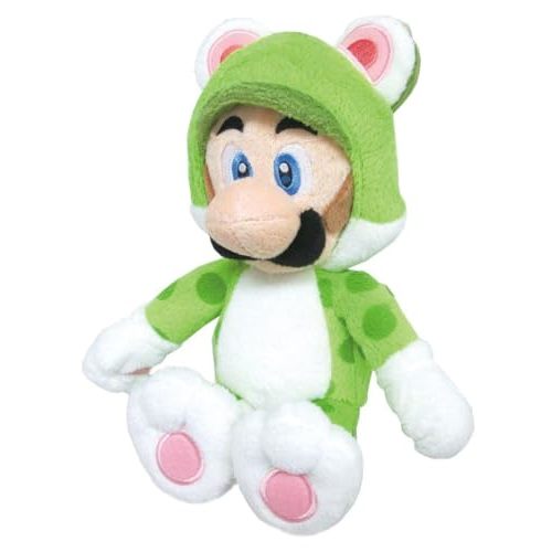 Little Buddy Super Mario Neko Cat Luigi Plush, 10""", Multi-Colored