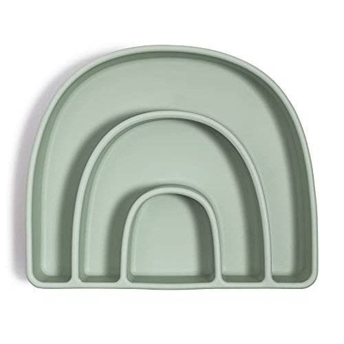 AVA + OLIVER Silicone Rainbow Plate | BPA-Free Divided Design with Non-Slip Suction Base (Mint)