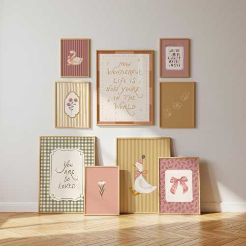 Girls Room Print Set, Whimsical Nursery Wall Art Set, Cottagecore Wall Art, Farmhouse Posters (Digital Download)
