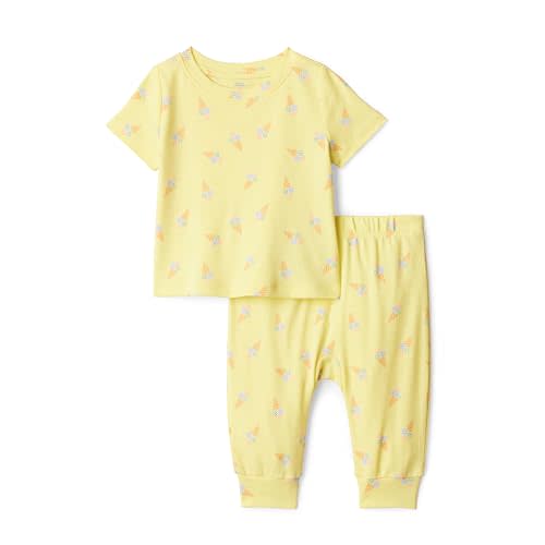 Amazon Essentials x Sofia Grainge Unisex Toddlers and Babies' Cotton Knit Short Sleeve Shirt & Pants Set
