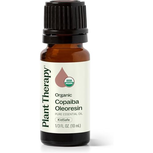 Plant Therapy Organic Copaiba Essential Oil (Oleoresin), 10 mL (1/3 oz), 100% Pure, USDA Certified Organic, Undiluted, Aromatherapy for Diffuser & Skincare