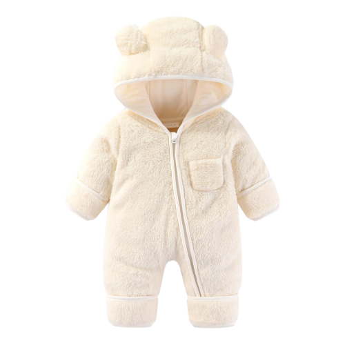 Kaemgyyd Newborn Baby Winter Clothes Warm Thick Fleece Lined Jumpsuit Unisex Infant Fuzzy Romper Pajamas Outfit for 0-12 Months