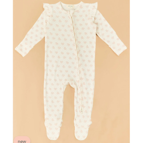 Vintage Mini Bows Ruffle Footie