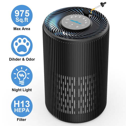 AIRFIRE HEPA Air Purifier, 1300 Sq.ft Coverage, Black, Filters Dust, Allergies, Smoke, Pet Odor, 25dB Quiet
