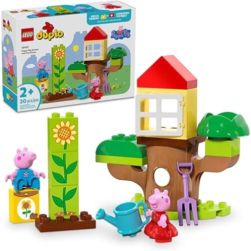 LEGO DUPLO Peppa Pig Garden and Tree House Toddler Toy, Building Block Learning Set, Ages 2 and Up Peppa Pig Toy, for Toddlers, for Preschool Kids, with 2 Figures Included, Gift Idea, 10431