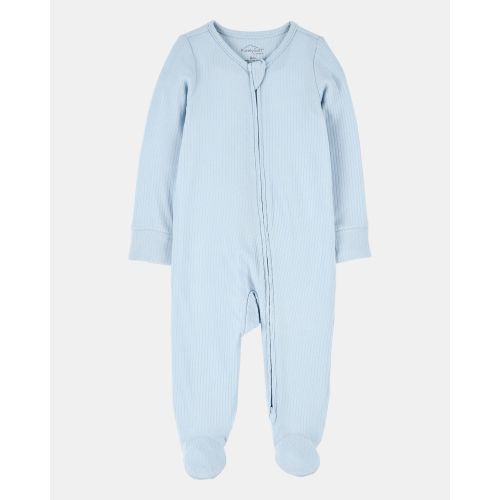 Baby Boy Solid 2-Way Zip PurelySoft Sleep & Play Pajamas - Blue - Carter's | Carter's