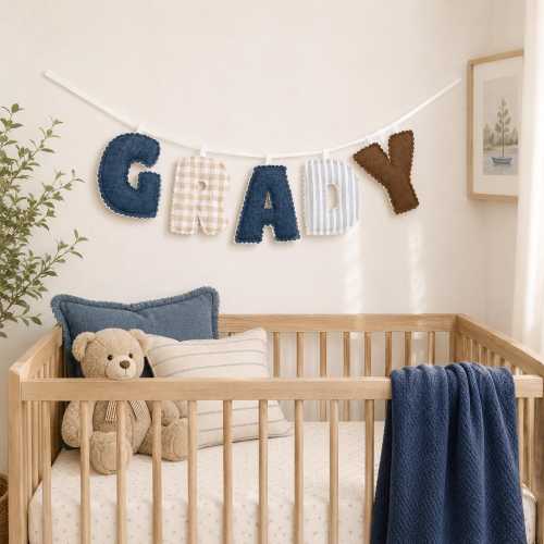 Personalized Fabric Name Banner | Custom Nursery Decor | Baby Name Banner | First Birthday Banner | High Chair Banner | Baby Shower Gift