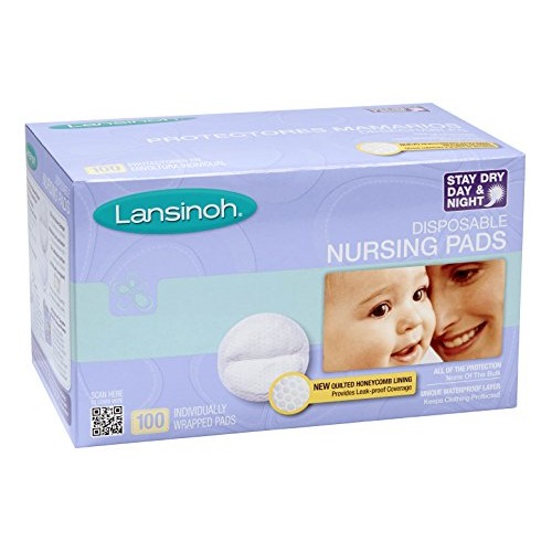 Lansinoh Stay Dry Disposable Nursing Pads, Soft and Super Absorbent Breast Pads, Breastfeeding Essentials for Moms, 100 Count - 100 Count (Pack of 1)