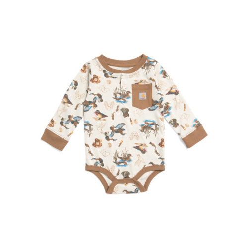 Infant Boys Long Sleeve Printed Henley Bodysuit | Baby Boys (0-24m) | T.J.Maxx