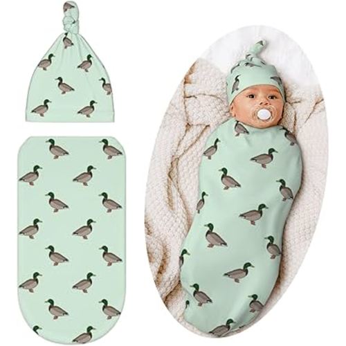 Jarverce Duck Swaddle Blanket, Unisex Baby Stuff, Soft Sleeping Bag Sack, Mallards Baby Items Stuff