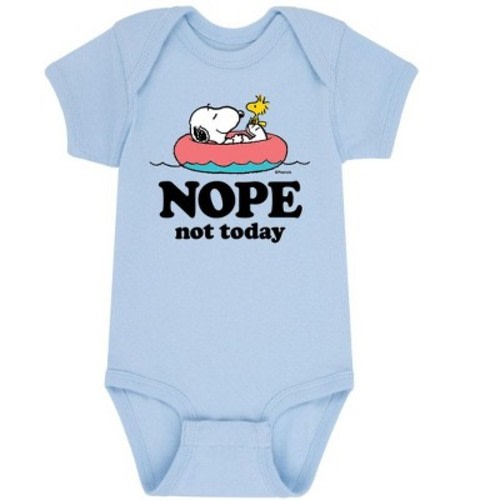 Boys' Peanuts Nope Not Today Baby Graphic One Piece - Light Blue - 6 Months