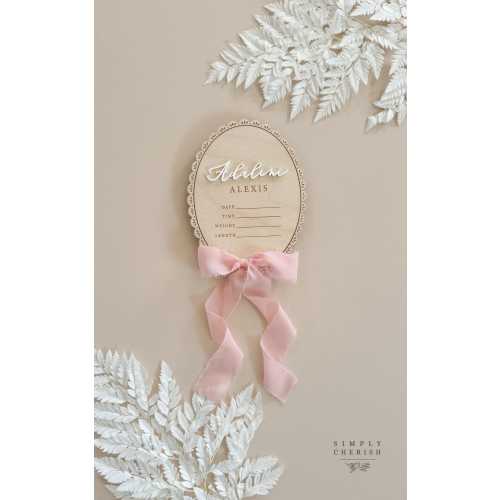 Personalized Baby Birth Stat Sign, Newborn Hospital Photo Prop, Baby Name Announcement, Nursery Decor, Baby Shower Gift, Coquette Bow Theme