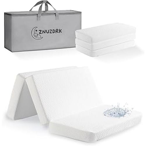 Pack and Play Mattress 38"x26", Tri-fold Portable Pack N Play Mattresses for Playpens, Dual-Layer Crib Mattress with Waterproof Washable Breathable Cover for Infants and Toddlers