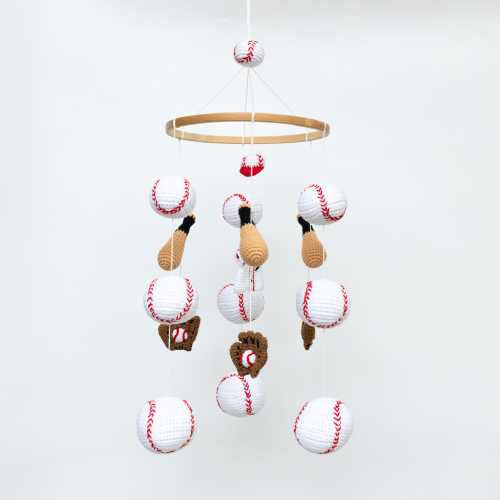 Crochet Baseball Crib Mobile: Amigurumi Glove, Sports Nursery Decor