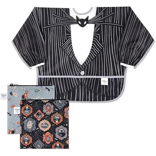 Bumkins Disney Sleeved Bib and 2-pack Snack Bags, Nightmare Before Christmas