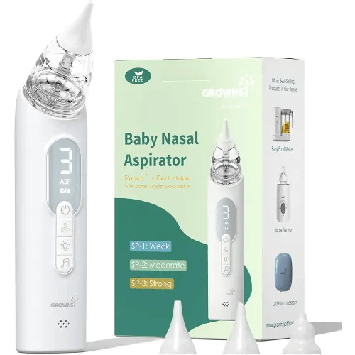 GROWNSY Upgrade Nasal Aspirator for Baby, Rechargeable Baby Nose Sucker, Electric Nose Suction for Baby