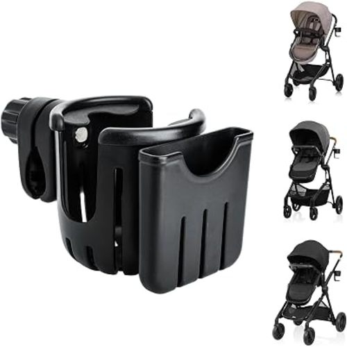 Cup Holder for Stroller Compatible with Evenflo, Stroller Cup Holder Attachment with Phone Holder Fit for Evenflo Uppababy Doona Strollers, Adjustable 360° Bottle Holder Stroller Accessories