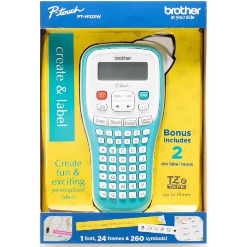 Brother P-Touch PTH103W Handheld Personal Label Maker with Tape, New, 1 Piece