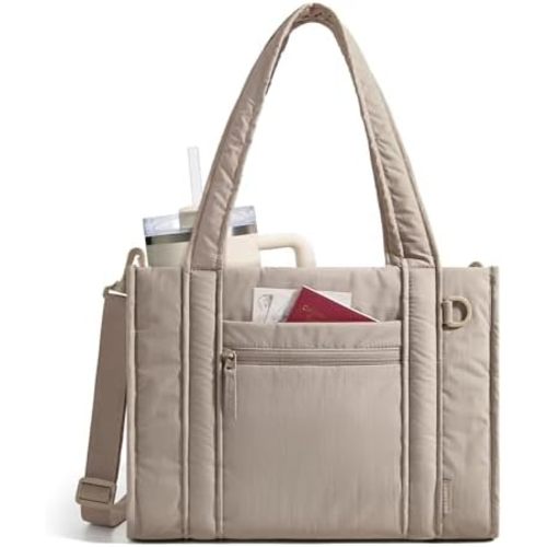 BAGSMART Boxy Tote Bag for Women, Crossbody Bag with Zipper, Crush Bow Purses for Travel Work College